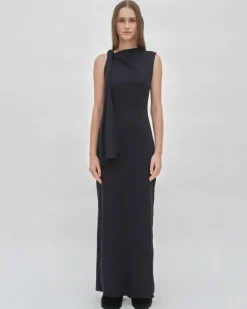 TWIST CAPE MAXI DRESS