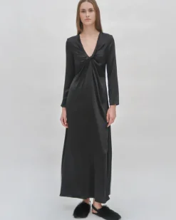 TWIST FRONT LONG SLEEVE GOWN