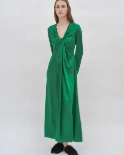 TWIST FRONT LONG SLEEVE GOWN