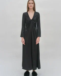 TWIST FRONT LONG SLEEVE GOWN