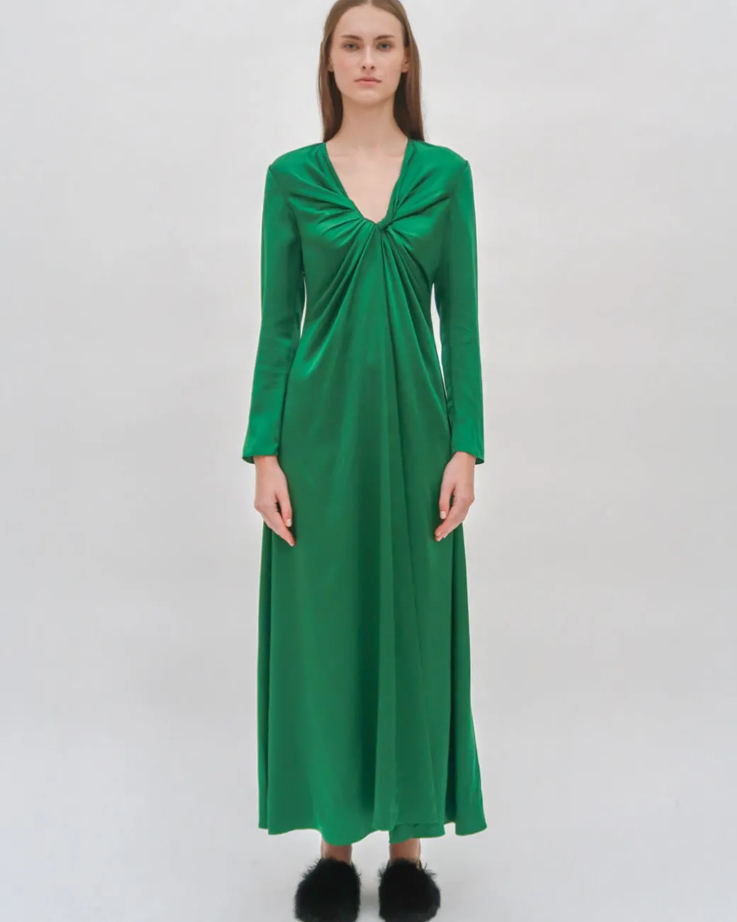 TWIST FRONT LONG SLEEVE GOWN