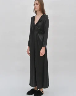 TWIST FRONT LONG SLEEVE GOWN