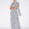 TWIST NECK TIE DRESS - ANIMAL POLKA DOT