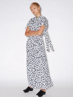 TWIST NECK TIE DRESS - ANIMAL POLKA DOT