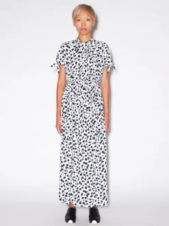 TWIST NECK TIE DRESS - ANIMAL POLKA DOT