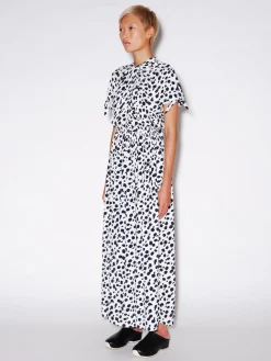 TWIST NECK TIE DRESS - ANIMAL POLKA DOT