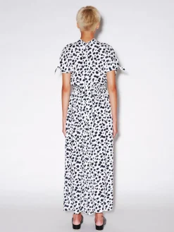 TWIST NECK TIE DRESS - ANIMAL POLKA DOT
