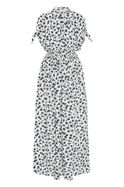TWIST NECK TIE DRESS - ANIMAL POLKA DOT