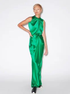 TWIST NECK TIE TOP - SILK SATIN