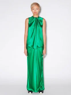 TWIST NECK TIE TOP - SILK SATIN
