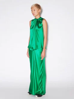 TWIST NECK TIE TOP - SILK SATIN
