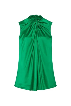 TWIST NECK TIE TOP - SILK SATIN