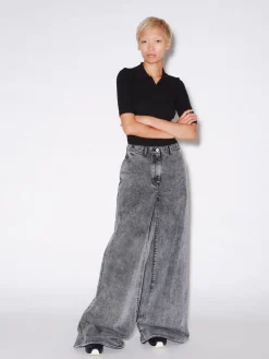 WIDE FLARE PANT - BLACK DENIM