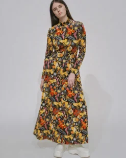 ZIP UP MAXI TURTLENECK DRESS - VELVET