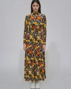ZIP UP MAXI TURTLENECK DRESS - VELVET