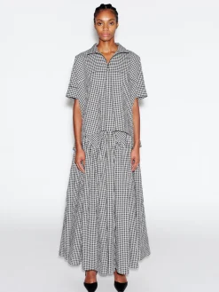 ZIP UP PULLOVER TOP - GINGHAM