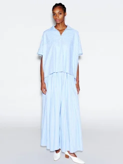ZIP UP PULLOVER TOP - STRIPED SHIRTING