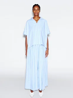ZIP UP PULLOVER TOP - STRIPED SHIRTING