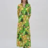 ZIP UP TURTLENECK DRESS - GARDEN FLORALS
