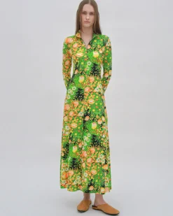 ZIP UP TURTLENECK DRESS - GARDEN FLORALS