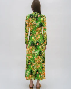ZIP UP TURTLENECK DRESS - GARDEN FLORALS