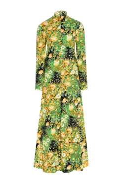 ZIP UP TURTLENECK DRESS - GARDEN FLORALS