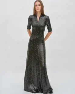 ZIP UP TURTLENECK GOWN