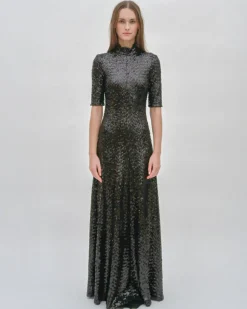 ZIP UP TURTLENECK GOWN