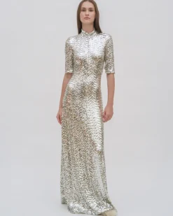 ZIP UP TURTLENECK GOWN