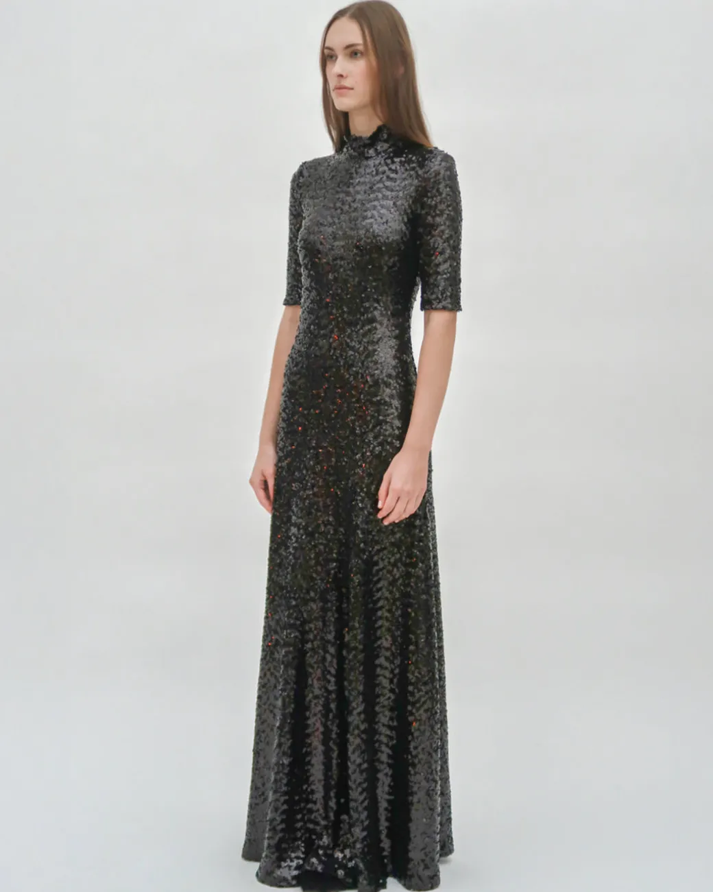 ZIP UP TURTLENECK GOWN