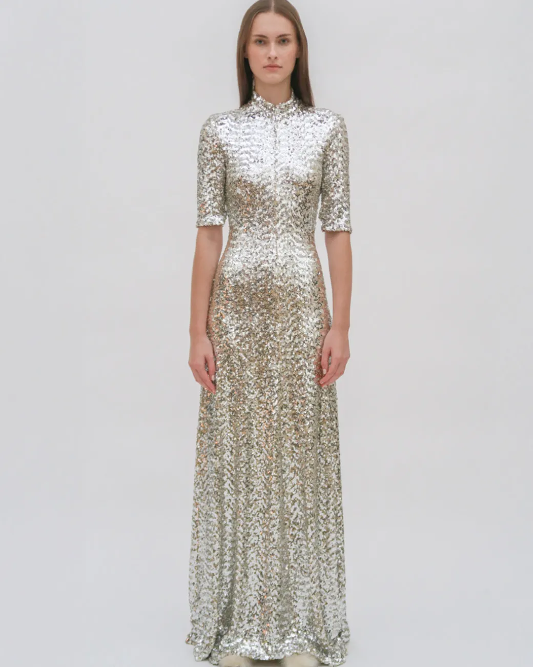 ZIP UP TURTLENECK GOWN