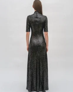 ZIP UP TURTLENECK GOWN