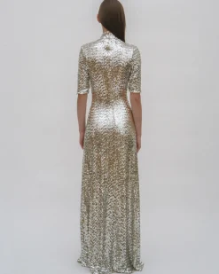 ZIP UP TURTLENECK GOWN